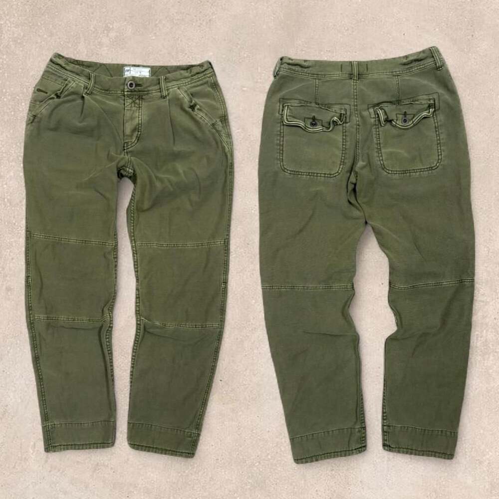 Free People Utility Pants Size 26 Olive Green Cotton Moto Tapered